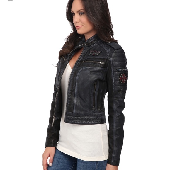 affliction leather jacket buckle